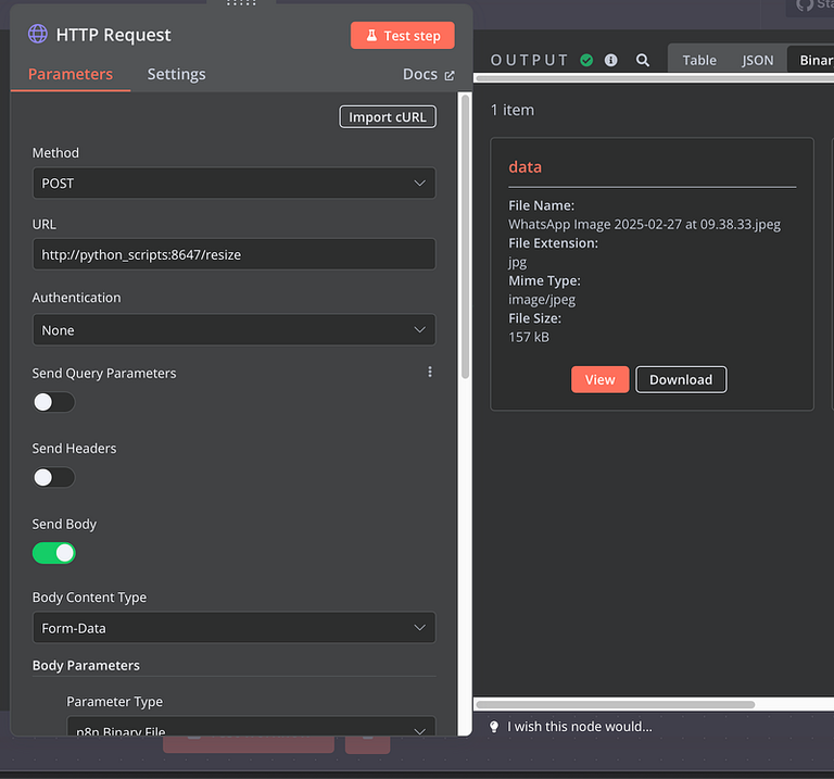 Screenshot of an HTTP request editor interface with various input fields and options, including URL, authentication, query parameters, headers, and body content type.